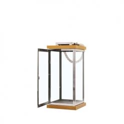 Sortie 🎉 Beliani Lanternes Lanterne Argentée Et Bois Clair 👍 -Huiles essentielles || Lanternes || Diffuseurs de parfums Soldes lanterne argentee et bois clair 2