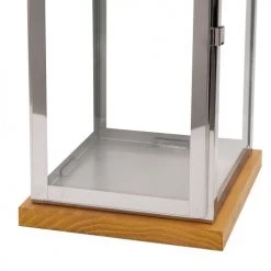 Sortie 🎉 Beliani Lanternes Lanterne Argentée Et Bois Clair 👍 -Huiles essentielles || Lanternes || Diffuseurs de parfums Soldes lanterne argentee et bois clair 5