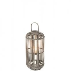 Coupon 🧨 LANADECO Lanternes Lanterne Cylindre Bois Gris H67cm 🤩 -Huiles essentielles || Lanternes || Diffuseurs de parfums Soldes lanterne cylindre bois gris h67cm 2