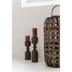 Promo ⌛ LANADECO Lanternes Lanterne Cylindrique Bois Marron Foncé H68cm 🎁 -Huiles essentielles || Lanternes || Diffuseurs de parfums Soldes lanterne cylindrique bois marron fonce h68cm 1