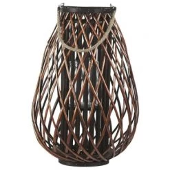 Bon marché 🛒 Beliani Lanternes Lanterne Décorative Marron En Bois De Saule 60 Cm 🎉