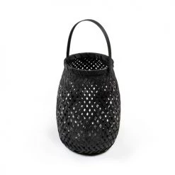 Acheter 🤩 Compactor Lanternes Lanterne En Bambou Naturel Tressé Noir H25cm 🤩