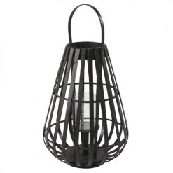 Promo 🔥 Maisons Du Monde Lanternes Et Photophores De Jardin Lanterne En Bambou Noir Et Verre H55 🎉