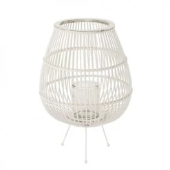 Vente flash 🎉 LANADECO Lanternes Lanterne En Bois Blanc Mat H59,5cm 😍