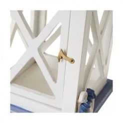 Remise 🔥 Wadiga Lanternes Lanterne En Bois Bleu Et Blanc Bord De Mer 13x13x30cm 🛒 -Huiles essentielles || Lanternes || Diffuseurs de parfums Soldes lanterne en bois bleu et blanc bord de mer 13x13x30cm 3