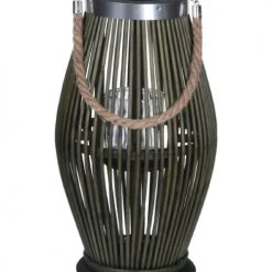 Acheter 🎉 Wadiga Lanternes Lanterne En Osier Vert Et Bougeoir En Verre 🔥