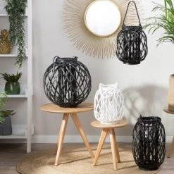 Remise 😉 Beliani Lanternes Lanterne Noire De 30 Cm ❤️ -Huiles essentielles || Lanternes || Diffuseurs de parfums Soldes lanterne noire de 30 cm 1