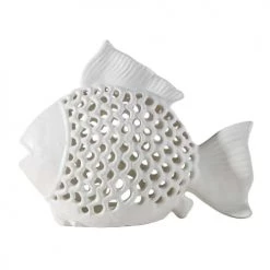 Coupon 🧨 Maisons Du Monde Lanternes Lanterne Poisson En Céramique Blanche 🛒