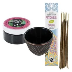 Le moins cher 😀 Les Encens Du Monde Senteurs Porte-encens Coupelle En Fonte Noire + Sable Noir + Encens Indien 😀 -Huiles essentielles || Lanternes || Diffuseurs de parfums Soldes porte encens coupelle en fonte noire sable noir encens indien 1