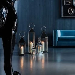 Offres 😀 Kare Design Set De 4 Lanternes En Acier Inoxydable Et En Verre 👍 -Huiles essentielles || Lanternes || Diffuseurs de parfums Soldes set de 4 lanternes en acier inoxydable et en verre 1